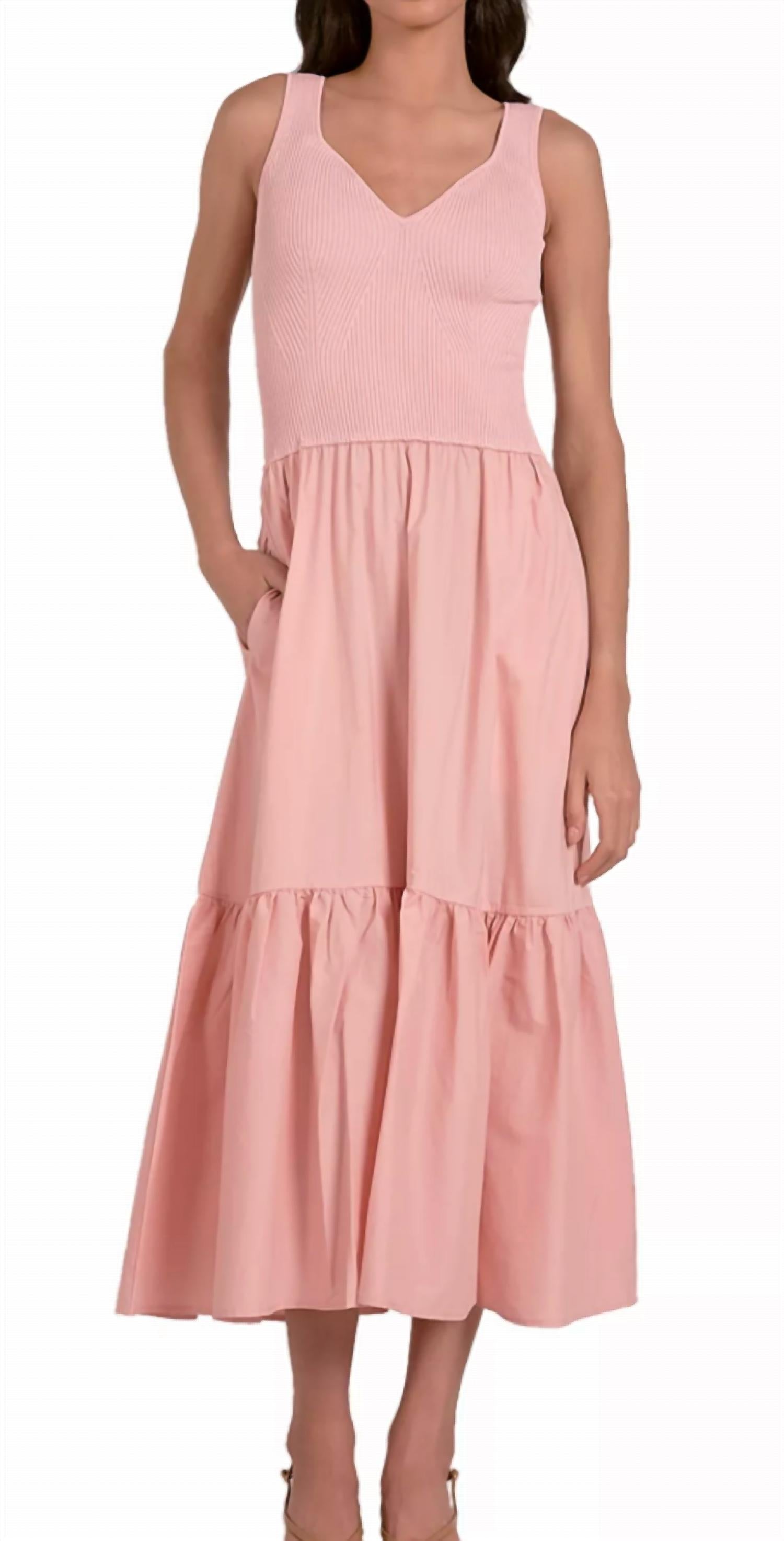 ELAN Sleeveless Midi Dress in rhodes melon - women's dress