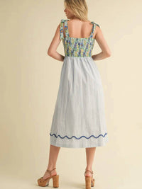&Merci - Women's Scalloped Mixed Print Midi Dress