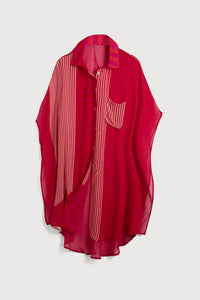 Saachi - Flowy Oversized Striped Button-up Shirt
