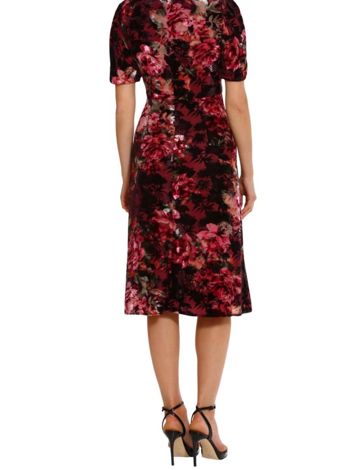 Maggy London - Short-sleeve Floral Keyhole Dress