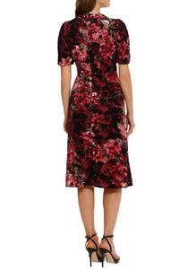Maggy London - Short-sleeve Floral Keyhole Dress