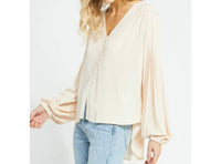 Gentle Fawn Rosemarin Rayon Crepe Blouse in rosewater - women's blouse - detail view