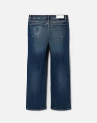 RE/DONE Women's Slim Straight Crop Jeans in smoke water - women's jeans - detail view