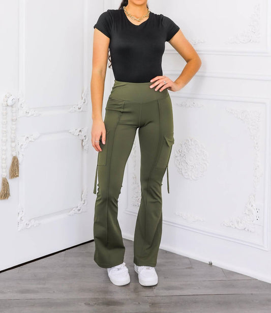 Surelymine - High Waisted Cargo Flare Pants