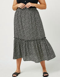 Hayden La - Dotted Tiered Midi Skirt - Plus