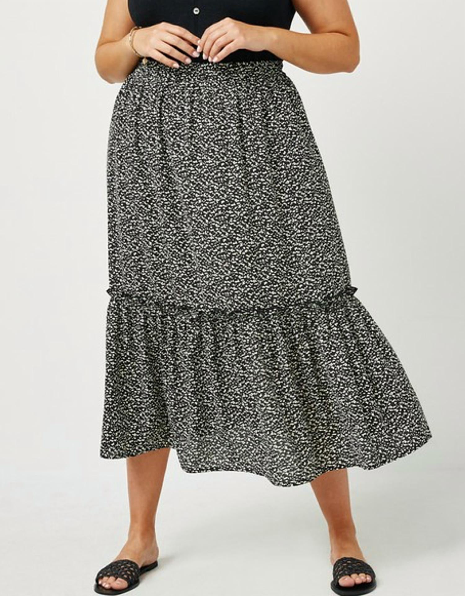 Hayden La - Dotted Tiered Midi Skirt - Plus