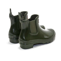 HUNTER Women's Original Gloss Chelsea Boots in dark olive - women's shoe - detail view