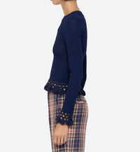 SEA Abbie Knit Long Sleeve Top in navy - women's long sleeve top - alternate view