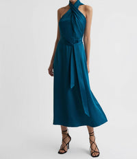 Reiss - Vida Satin Halter Neck Dress
