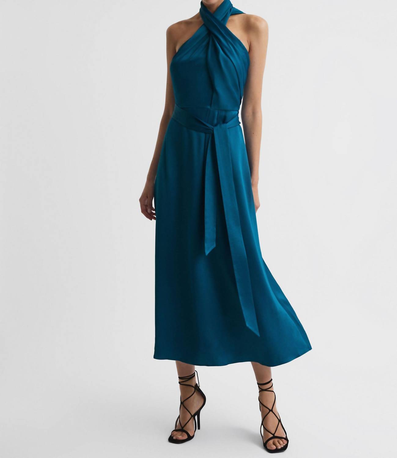 Reiss - Vida Satin Halter Neck Dress