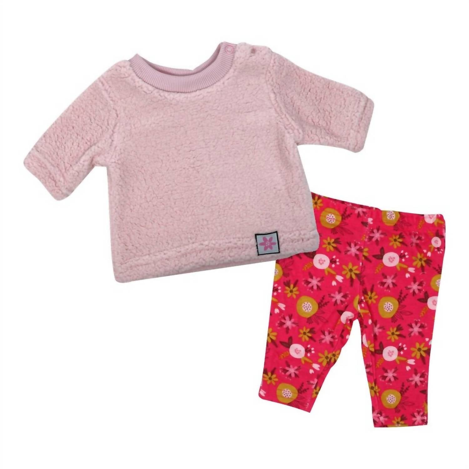 Sterling Baby - Girl's 2pc Sherpa Top With Floral Pant Set