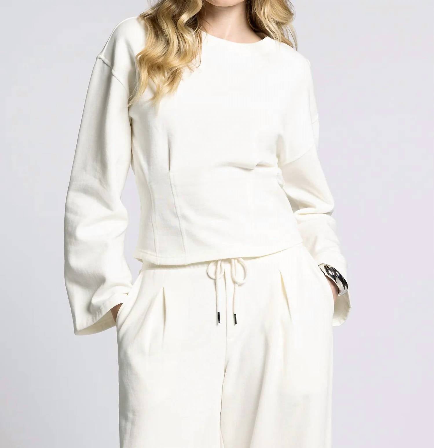 Weekend Los Angeles Carmelle Long Sleeve Top in dove - women's long sleeve top - detail view