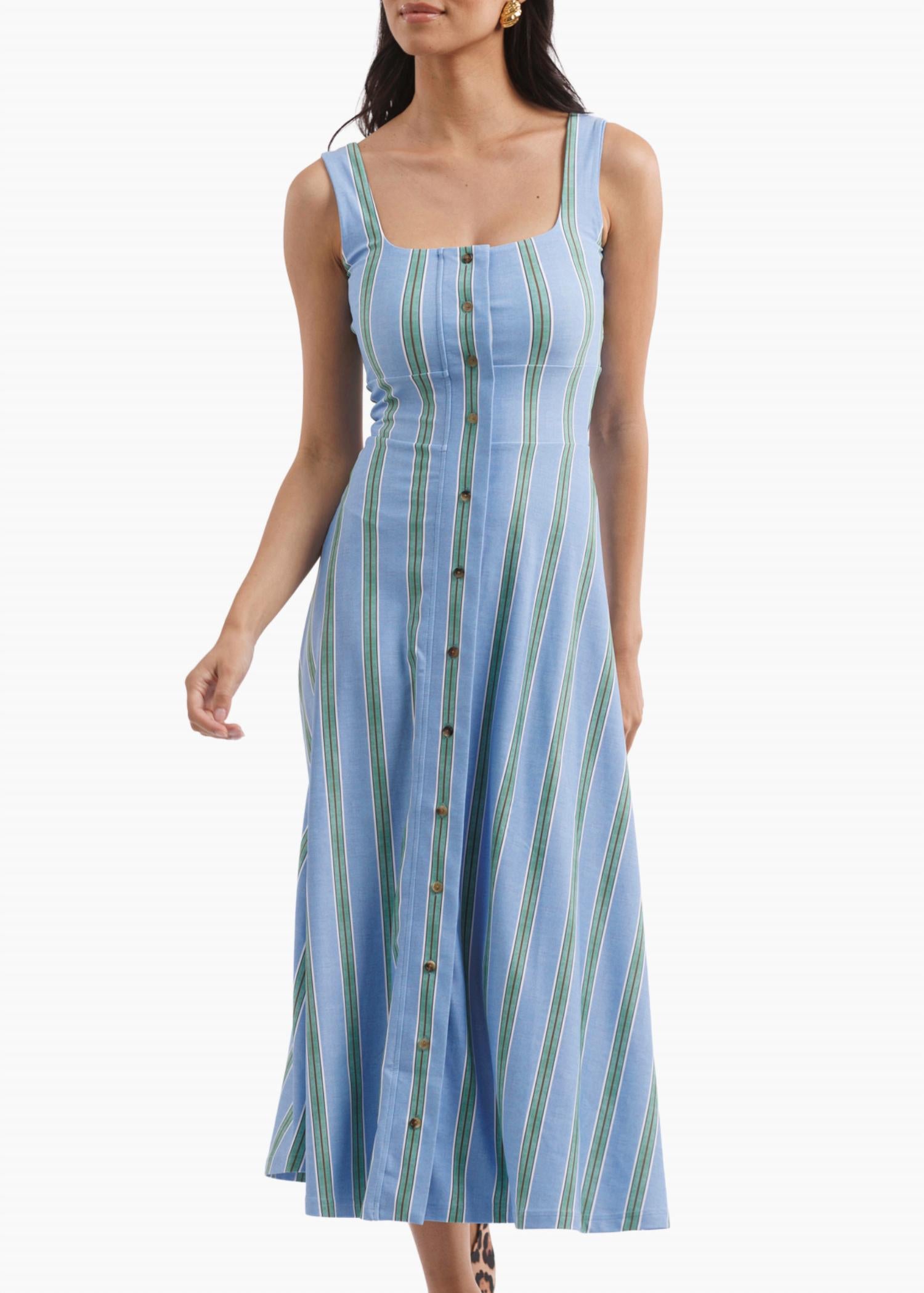 SMITH & QUINN Diana Button Front Dress in hydrangea stripe - women's dress