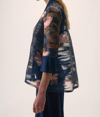 Joseph Ribkoff - Signature Jacquard Organza Floral Print Swing Jacket