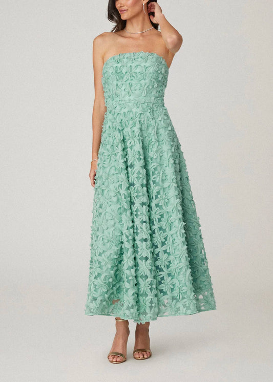 Shoshanna - Strapless Floral Applique Maxi Dress