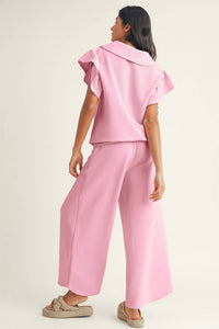Little Daisy Closet - Textured Top And Pants Two-piece Set