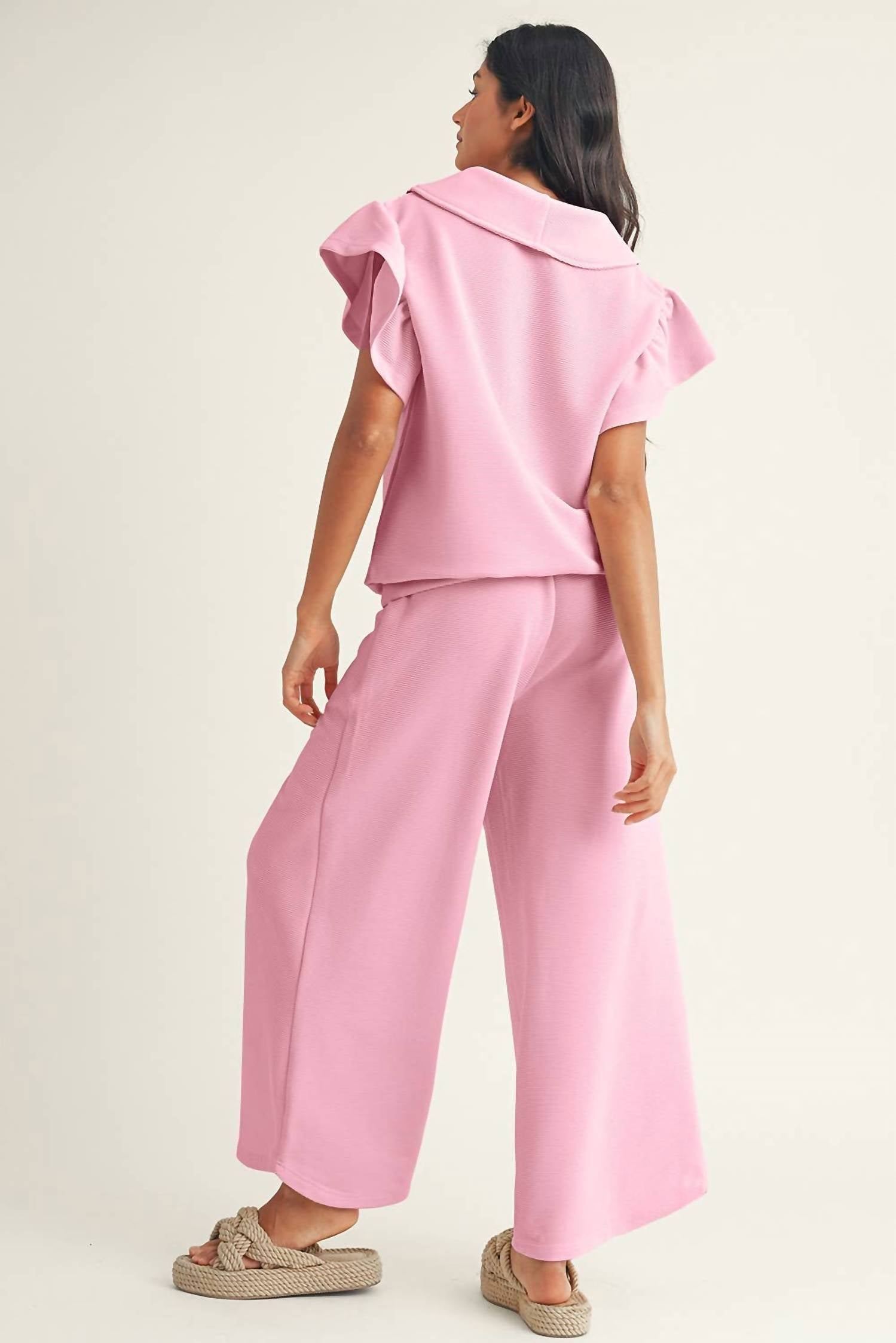 Little Daisy Closet - Textured Top And Pants Two-piece Set