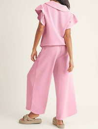 Little Daisy Closet - Textured Top And Pants Two-piece Set