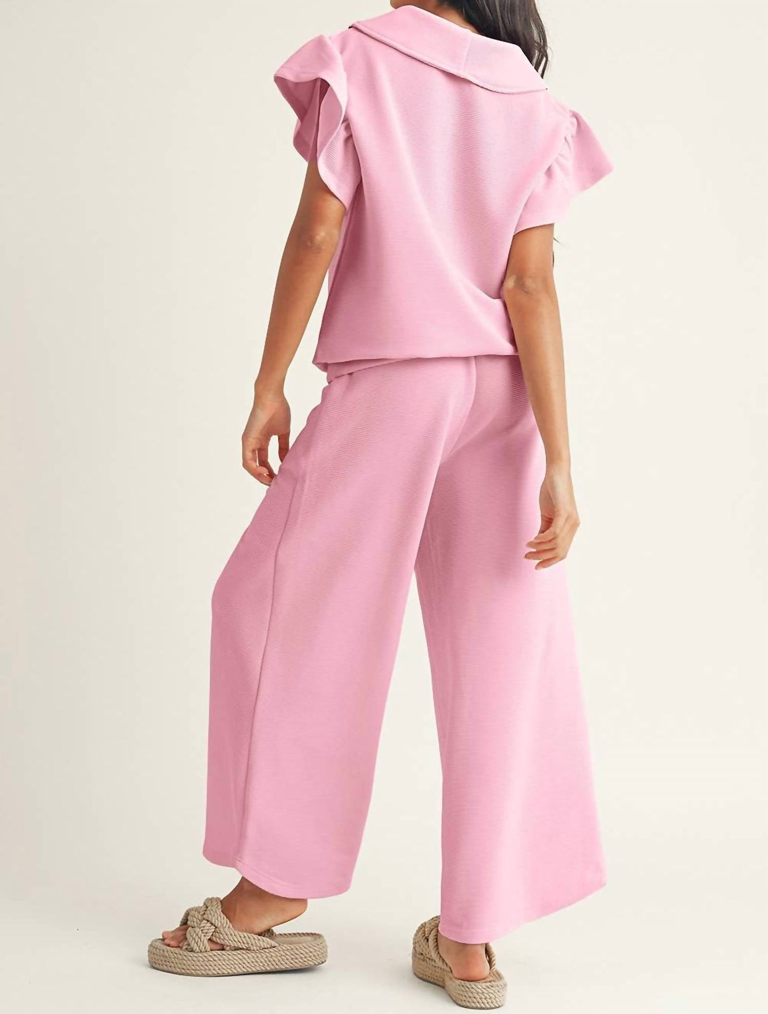Little Daisy Closet - Textured Top And Pants Two-piece Set