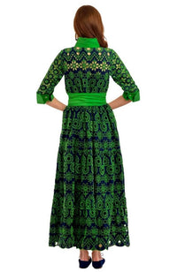 GRETCHEN SCOTT Little Bo Peep Maxi Dress in la di da navy kelly - women's dress - alternate view