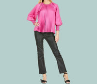 Joy Joy - Cerise Pleated Bishop Sleeve Top