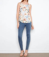 Charlie B - Printed Sleeveless Linen Blend Blouse