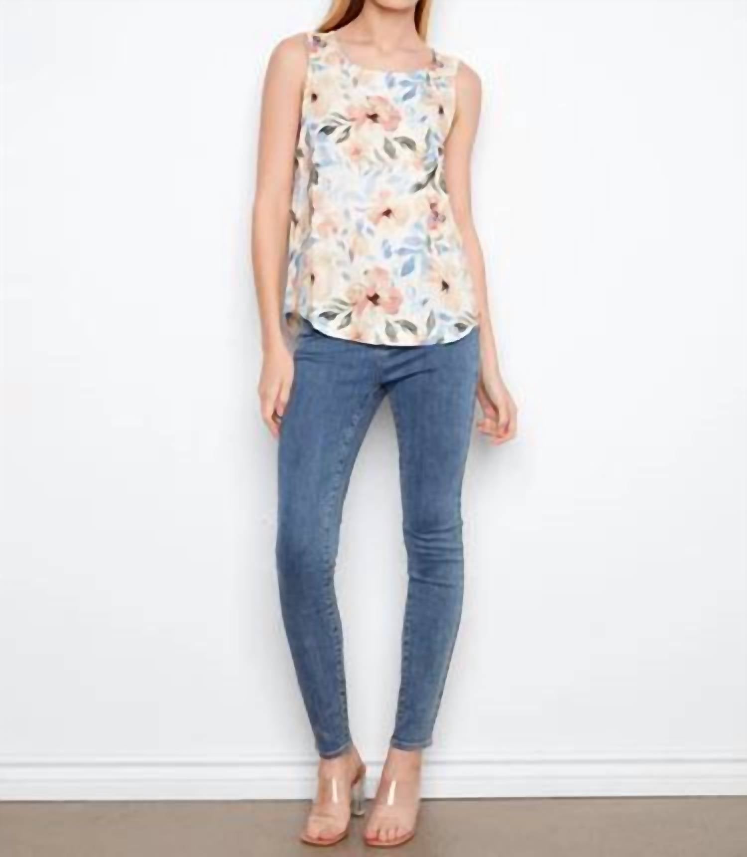 Charlie B - Printed Sleeveless Linen Blend Blouse