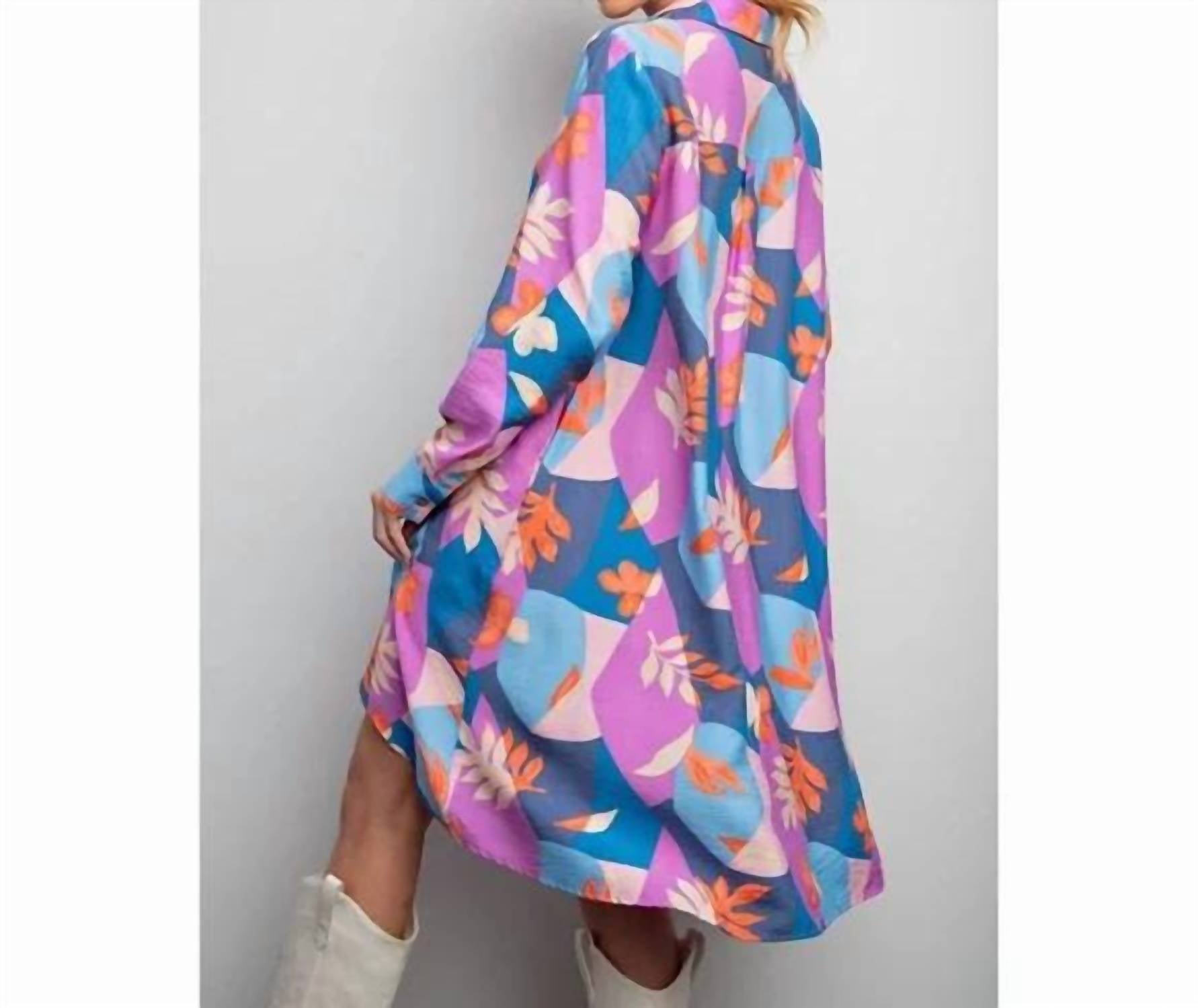 Easel - Button Down Hi Lo Shirt Dress