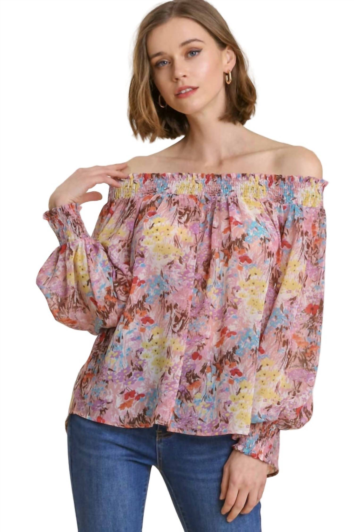 Umgee - Floral Off The Shoulder Smocked Top
