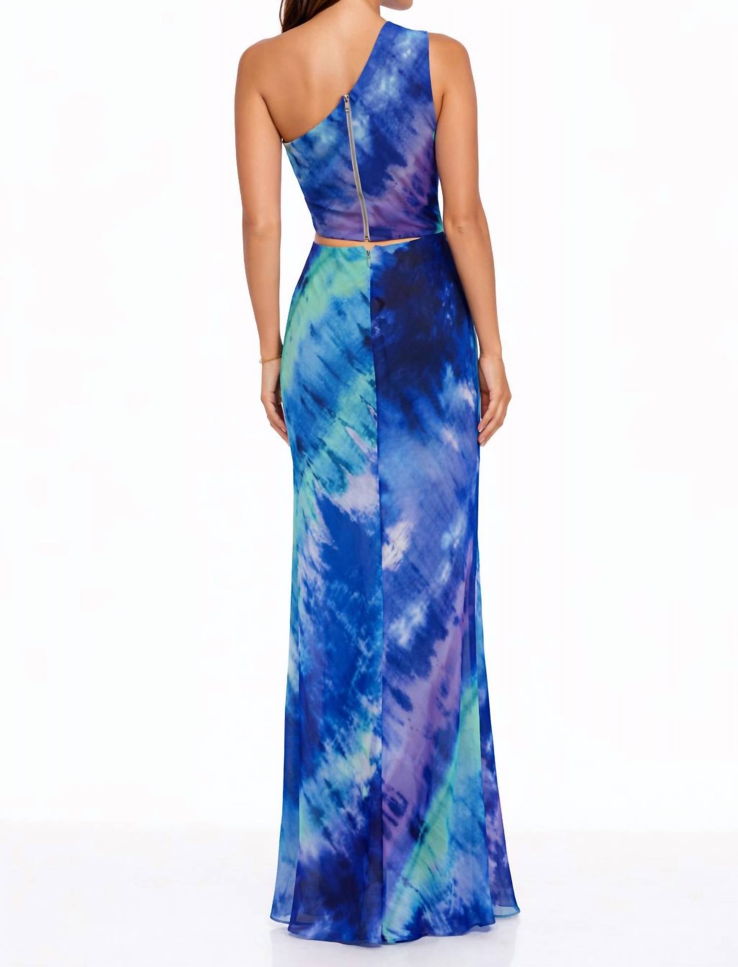 Dress The Population - Nylah One Shoulder Tie Dye Mermaid Gown