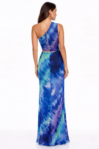 Dress The Population - Nylah One Shoulder Tie Dye Mermaid Gown