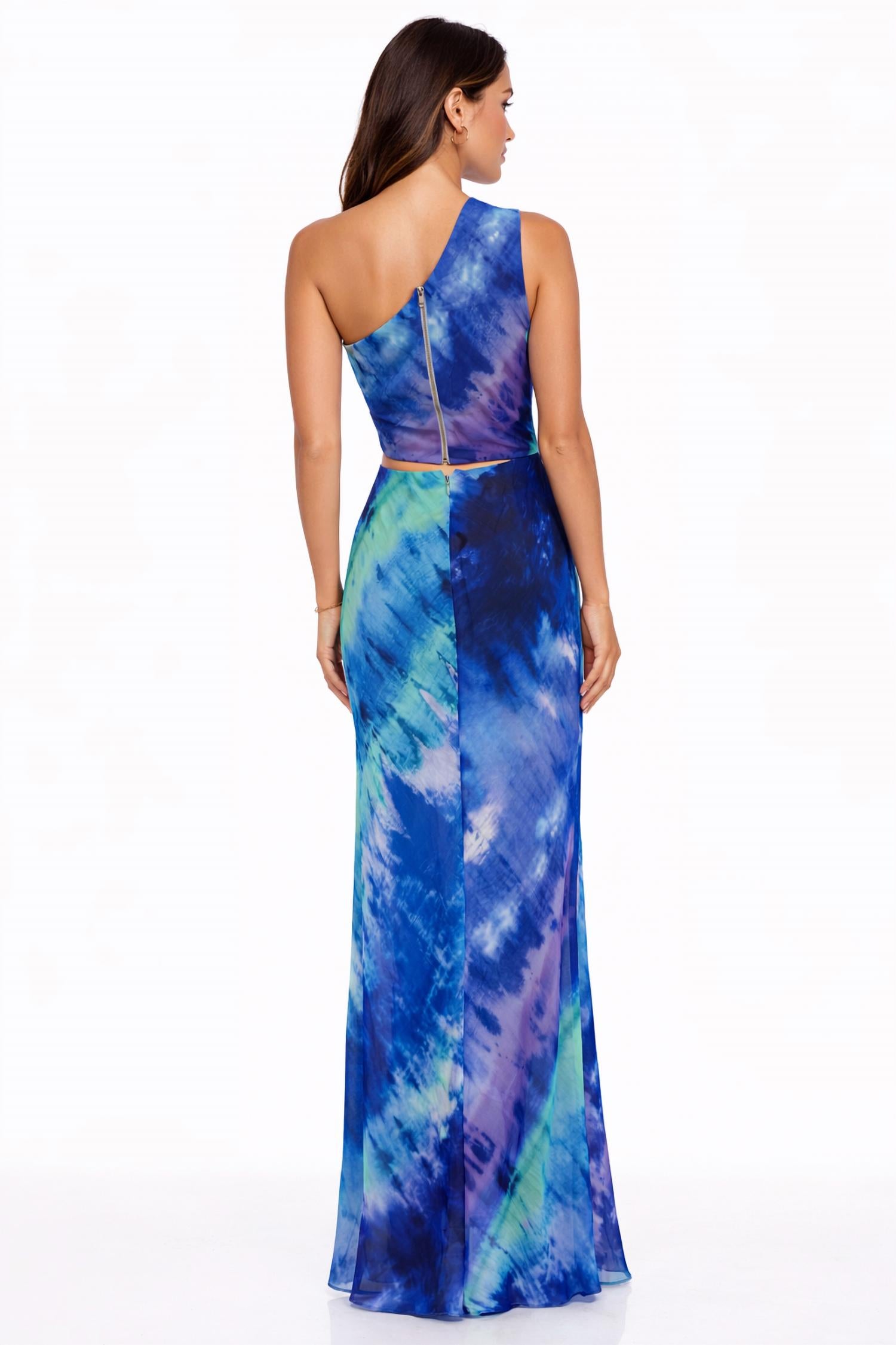 Dress The Population - Nylah One Shoulder Tie Dye Mermaid Gown