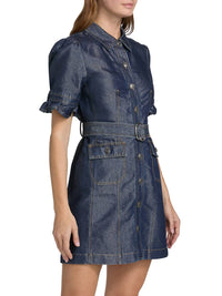 Cinq A Sept - Nolita Shimmer Denim Belted Minidress