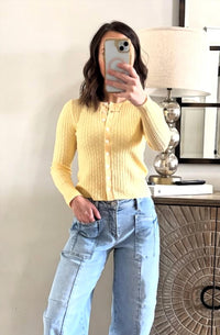 Miss Love Squeeze Of Lemon Spring Cardigan Top in yellow - women's sweater