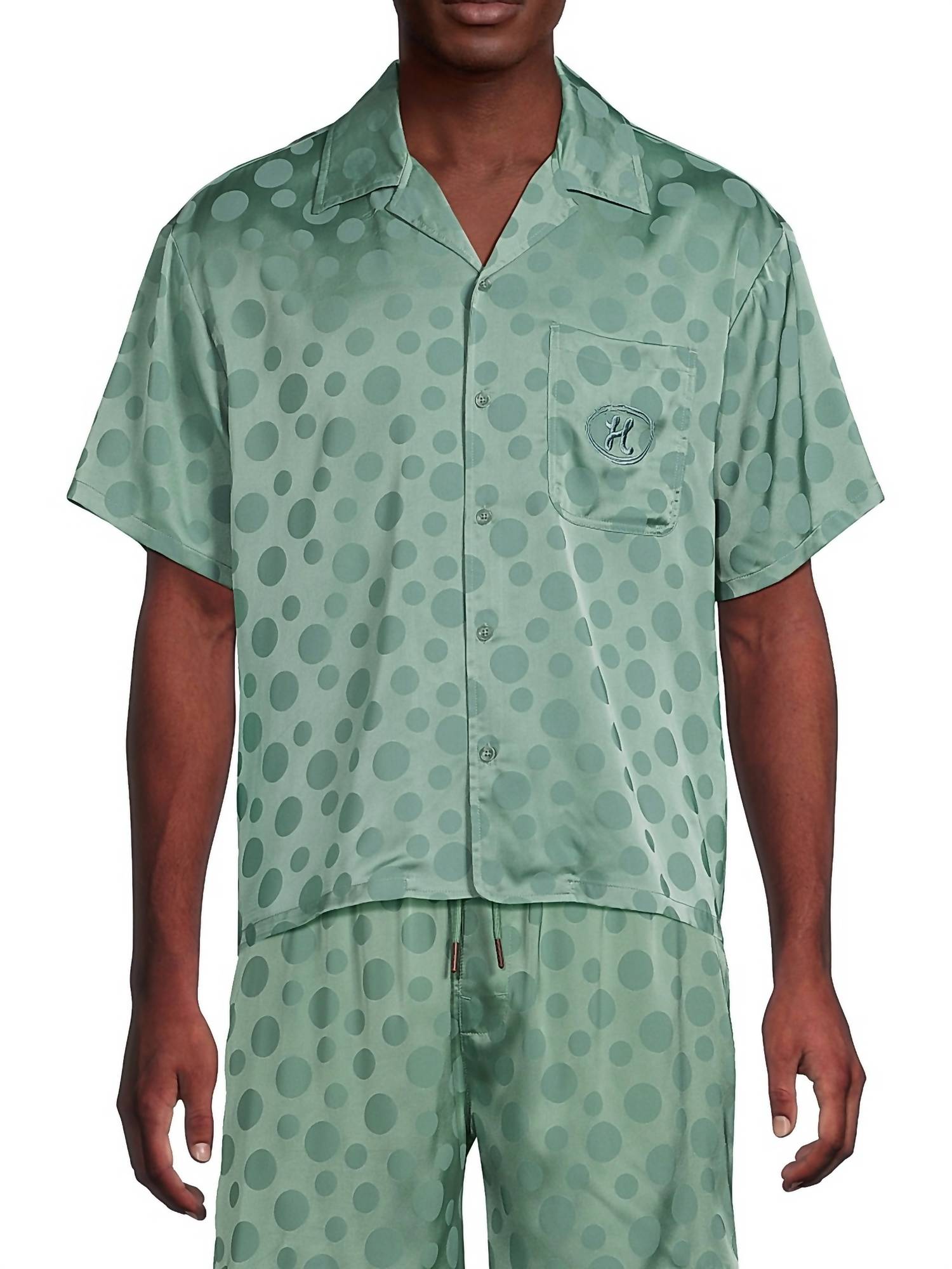 HONOR THE GIFT Polka Dot Shirt in green - men's shirt - detail view