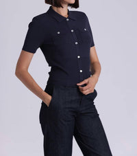Minnie Rose - Short Sleeve Collared Shirt With Pockets