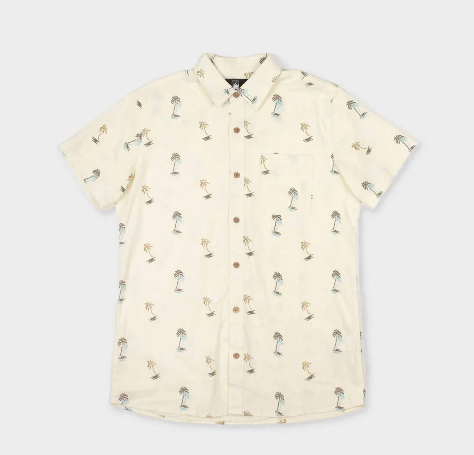 Flomotion - Men's Retro Palms Hemp Linen Woven Shirt