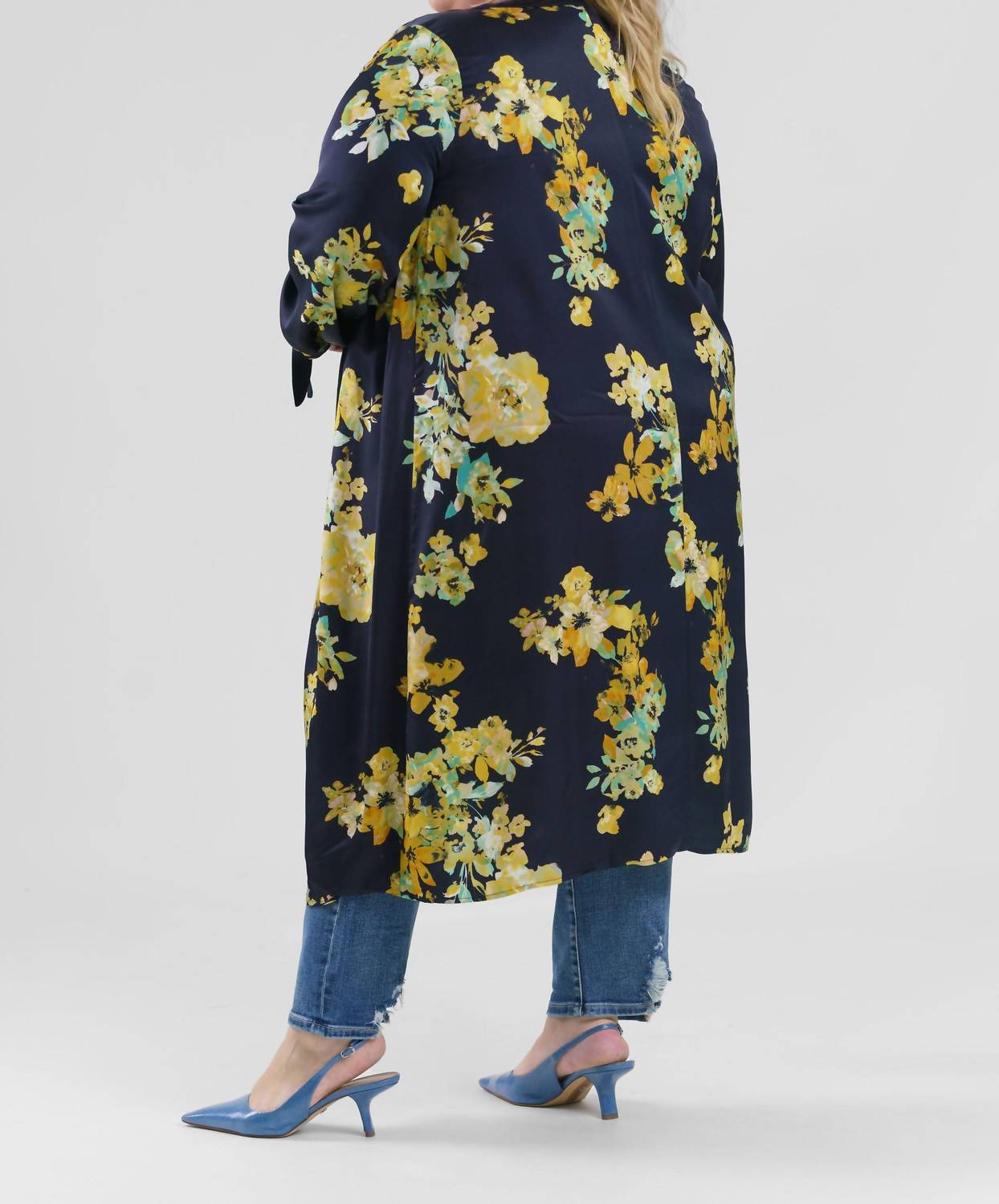 Marée Pour Toi - Printed Floral Long Sleeve Duster - Plus