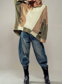 Urban Daizy - Textured Puzzle Crewneck Sweatshirt