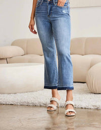 Judy Blue - Mid Rise Release Hem Cropped Bootcut Jeans
