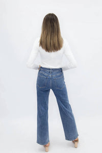 Southern Grace - Pearl Embellished High Rise Wide Leg Jeans