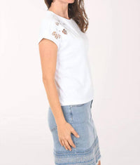 Charlie B - Cuffed Sleeve Embroidery Details T-shirt
