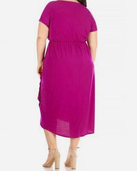 Chris & Carol - Scoop Neck Ruffle Wrap Midi Dress - Plus