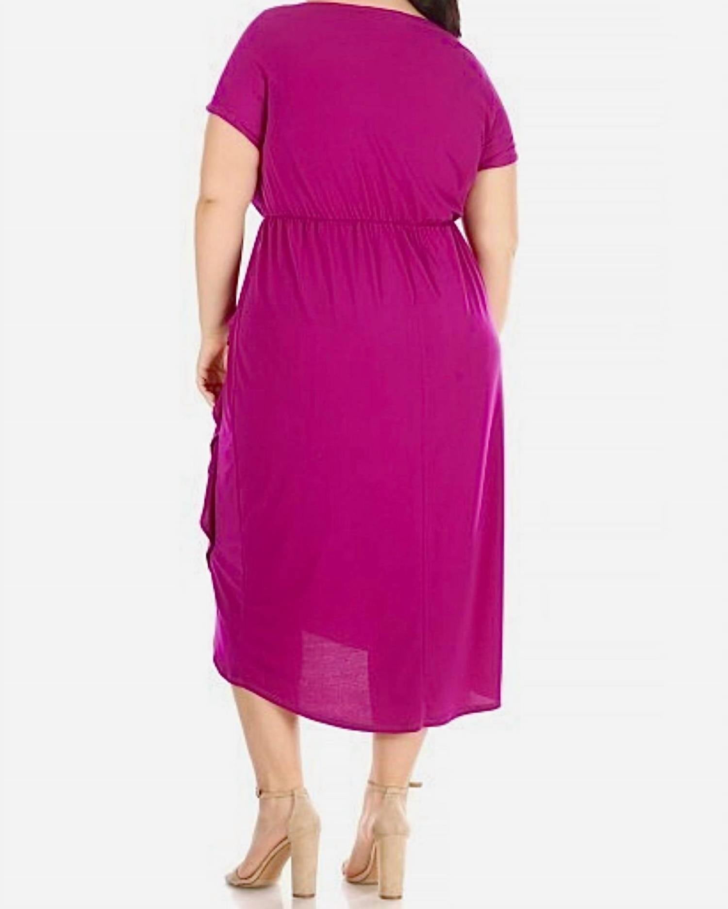 Chris & Carol - Scoop Neck Ruffle Wrap Midi Dress - Plus