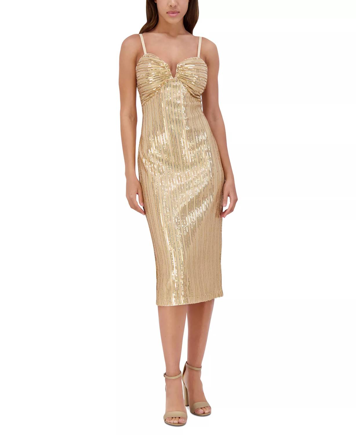 Siena Studio Sequined Midi Dress in gold - women's dress