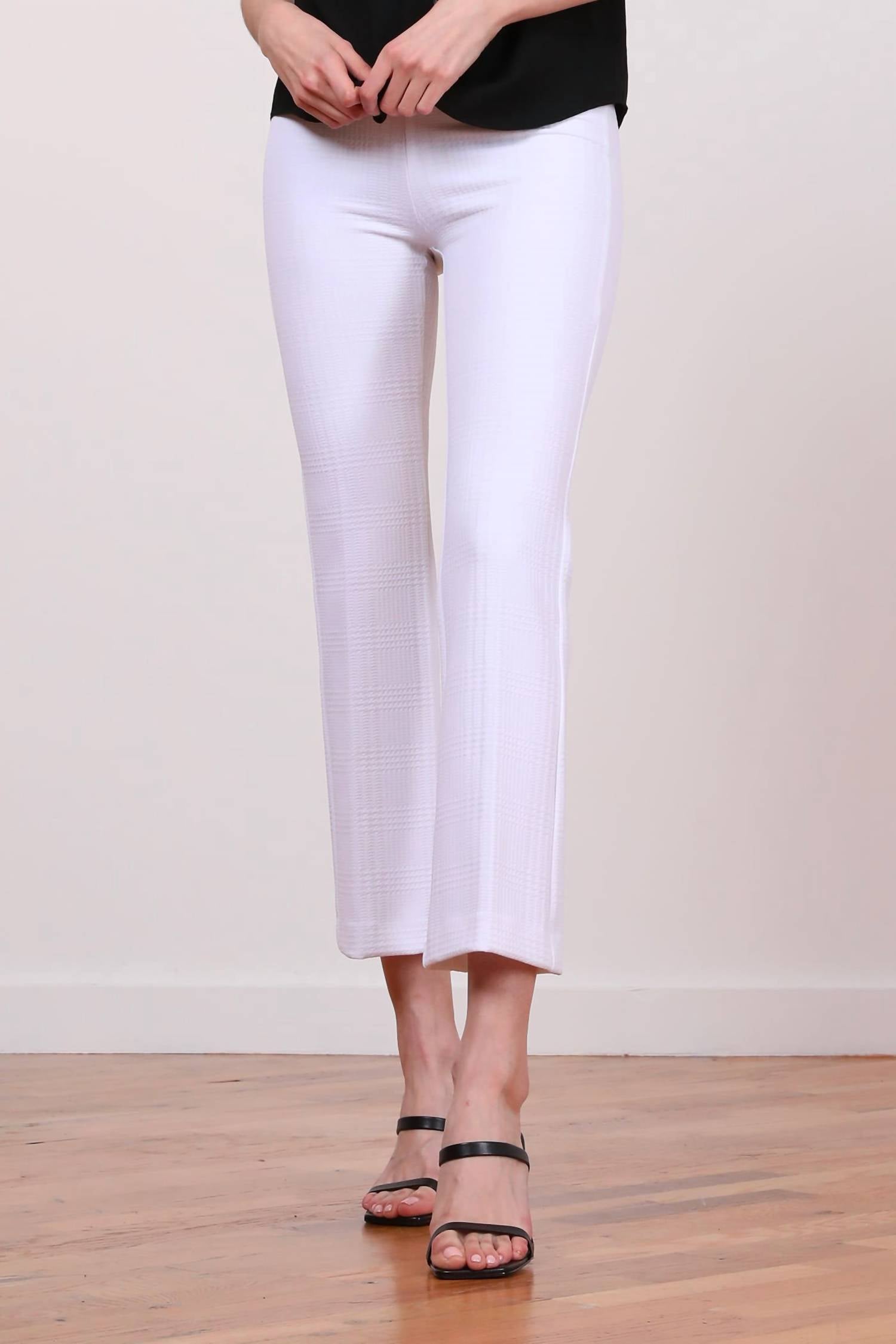 Avenue Montaigne Leo Flare Cut Pants in jacquard white - women's pants