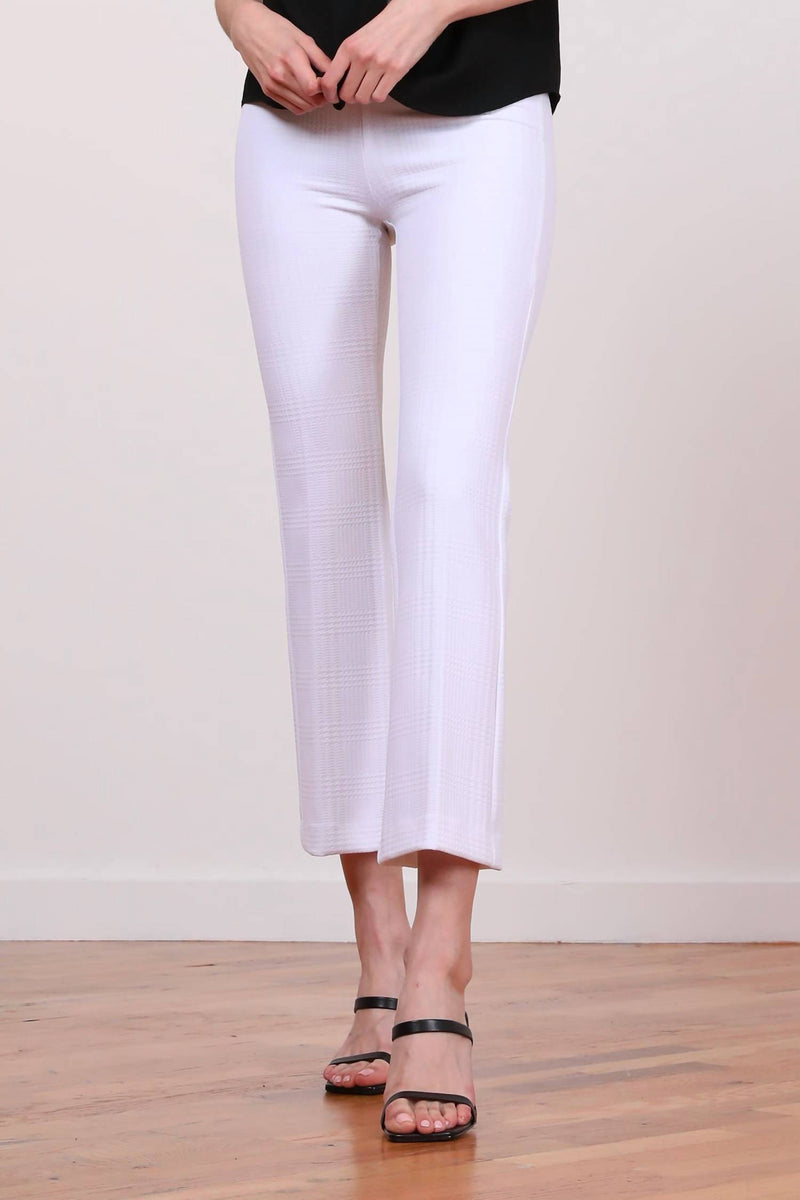 Avenue Montaigne Leo Flare Cut Pants in jacquard white - women's pants