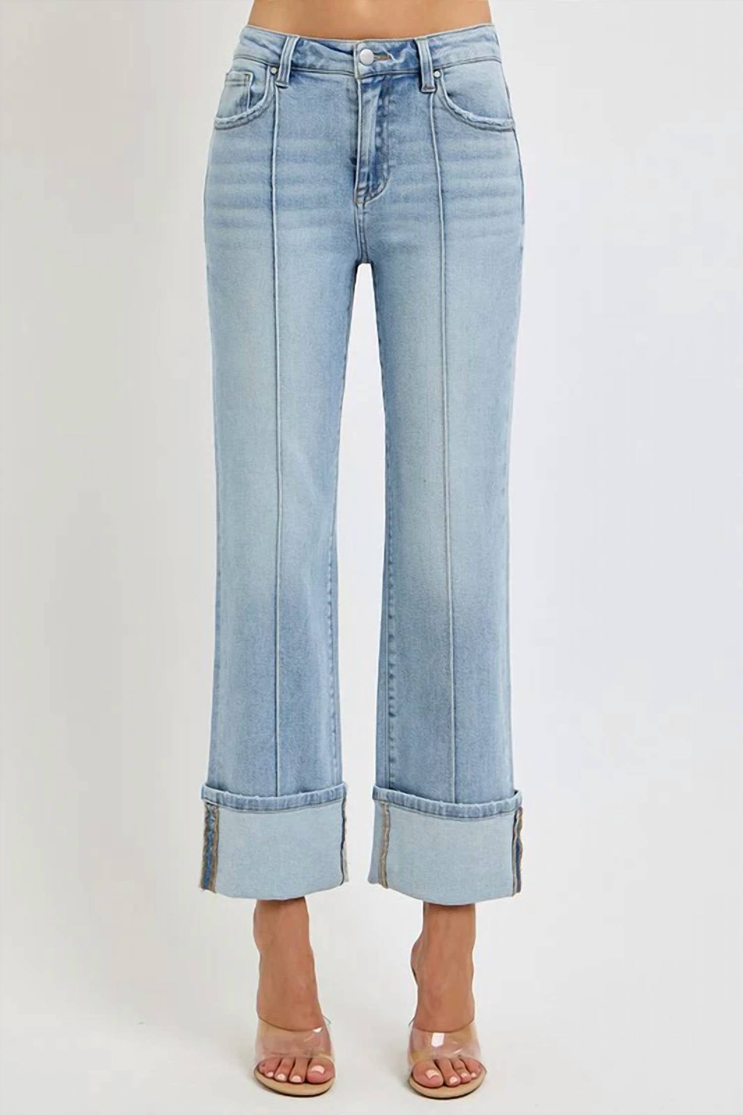 Risen - Jamie High Rise Straight Wide Cuff Jeans