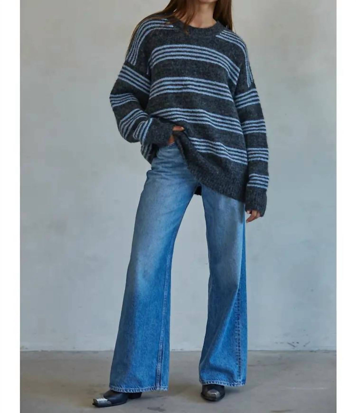 By Together - Knit Striped Crew Neck Sweater