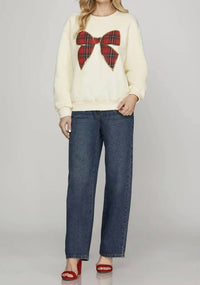 She + Sky - Bow Crewneck Sweater